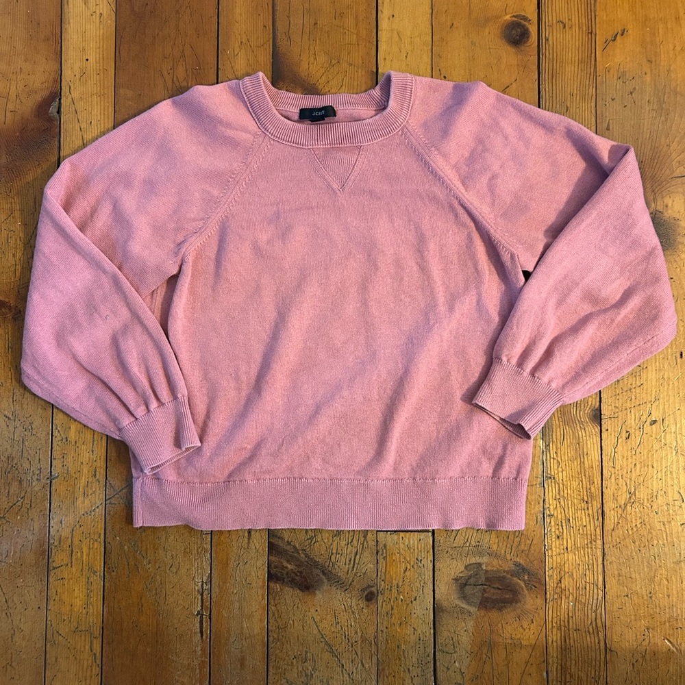 J.Crew Cotton-Cashmere Puff Sleeve Sweater (S) – Dusty Rose